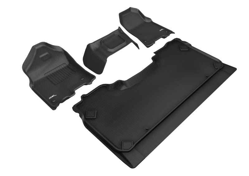 Dodge Ram 1500 Crew Cab Floor Mat Set - Front + Rear - 3D MAXpider - Kagu - Black - `19-`24